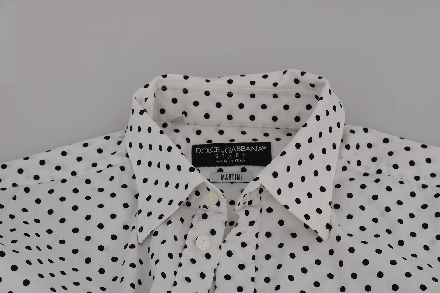 Dolce & Gabbana White Dotted Dress Formal MARTINI Shirt