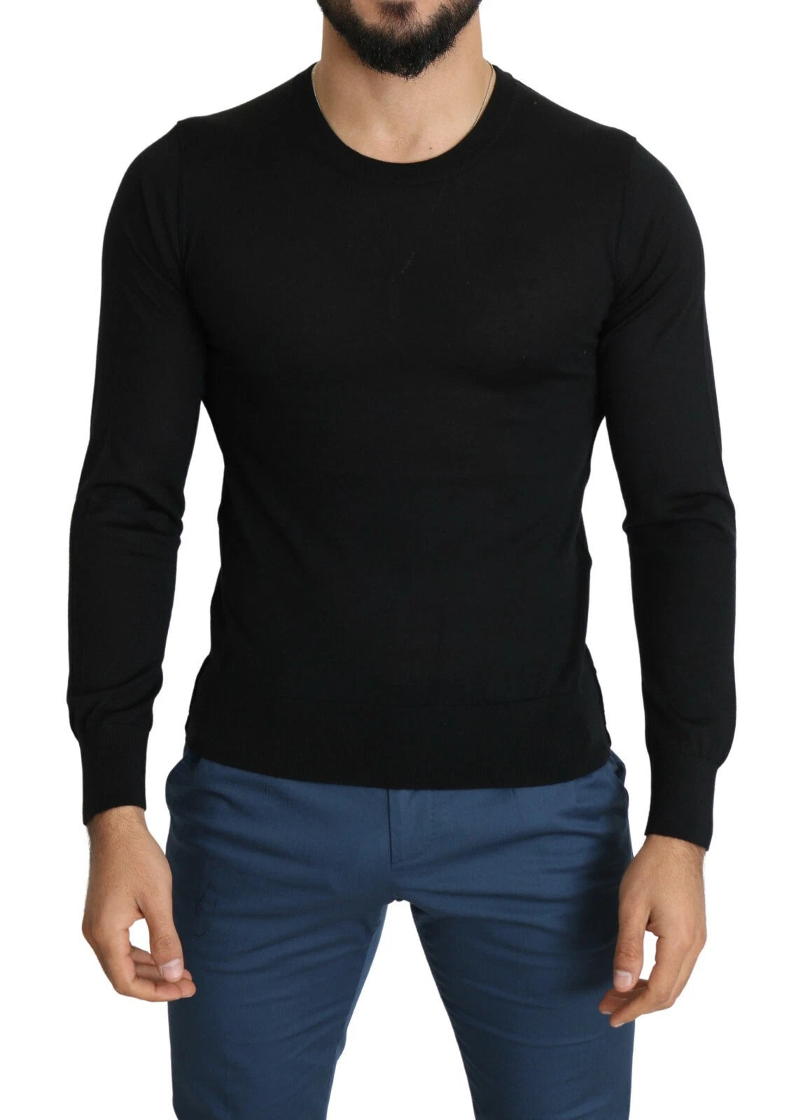 Dolce & Gabbana Black Cashmere Crewneck Pullover Sweater
