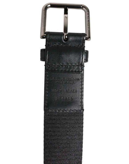 Dolce & Gabbana Black Blue DG Logo Silver Metal Buckle Belt
