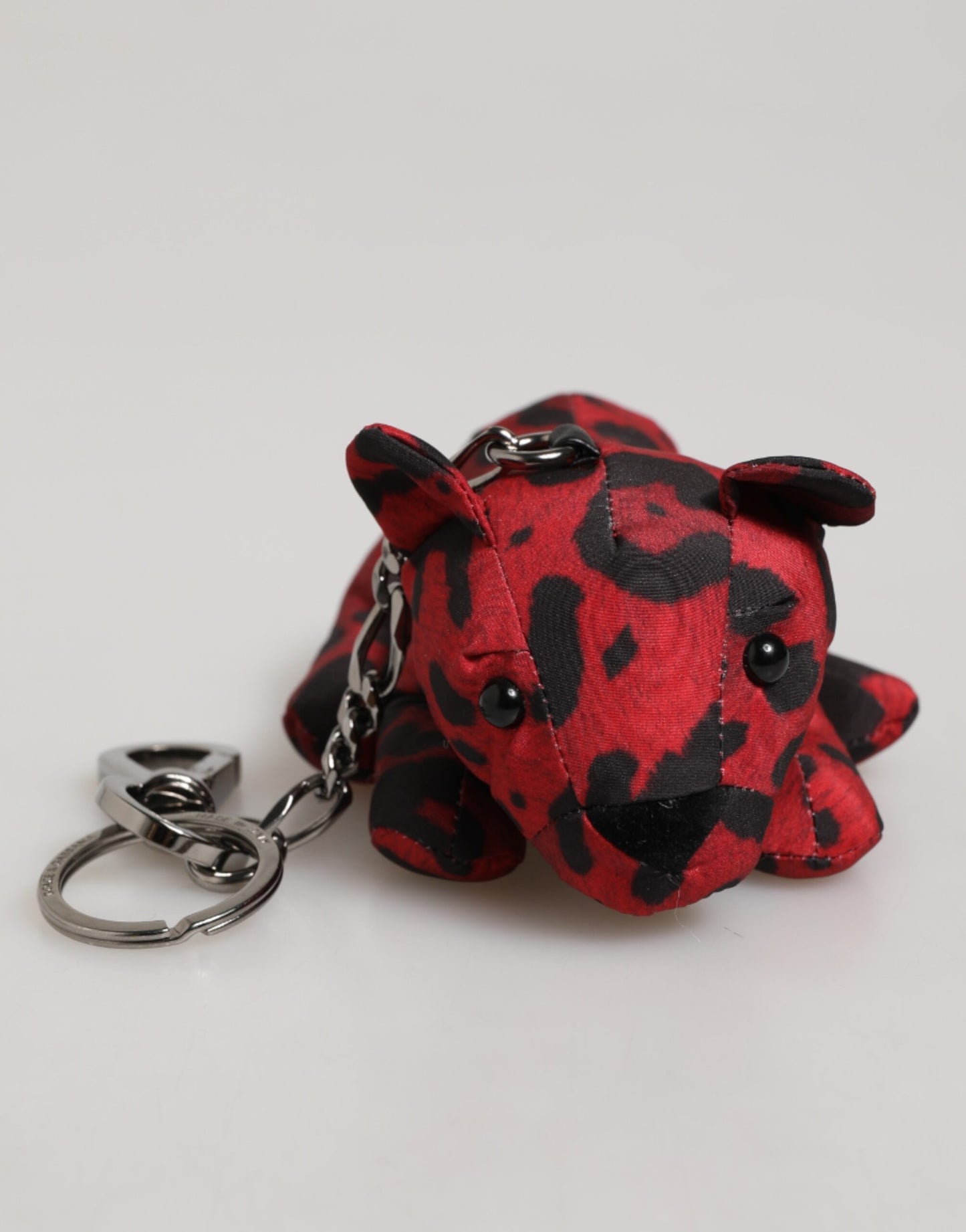 Dolce & Gabbana Red Black Polyester Animal Silhouette Keychain Keyring
