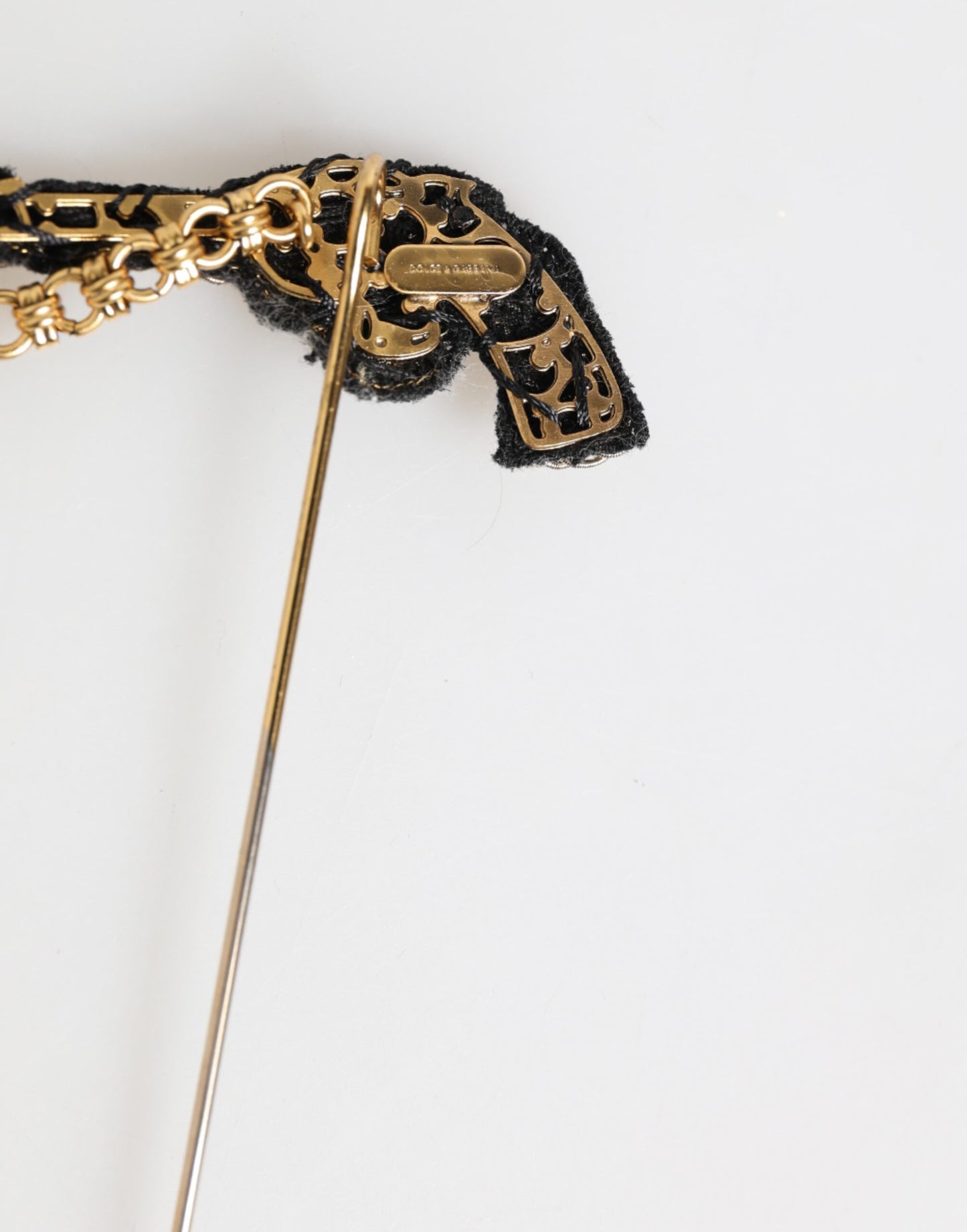 Dolce & Gabbana Lapel Pin Brass Copper Revolver Men Accessories Brooch