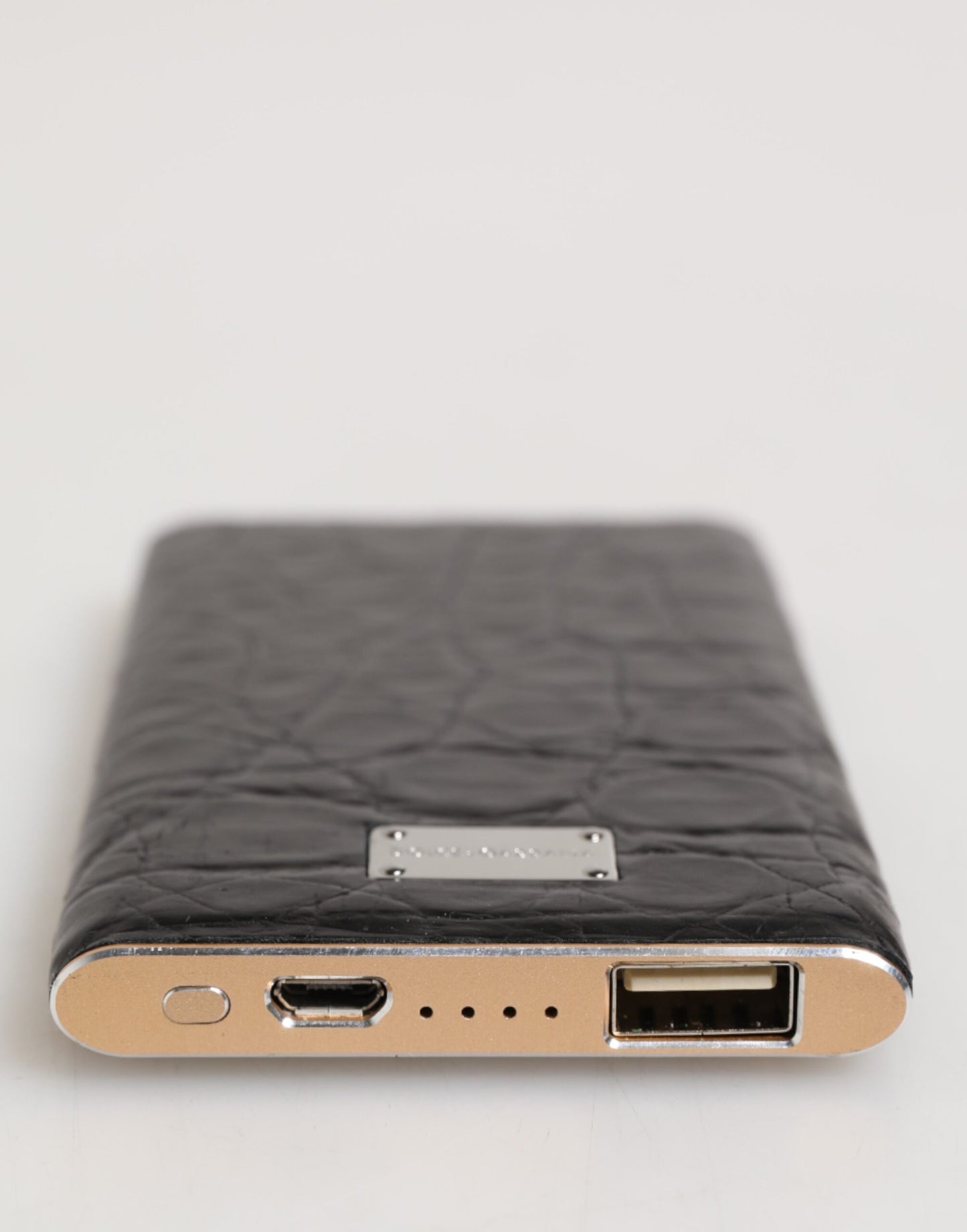 Dolce & Gabbana Black Leather Exotic 3000mAh Power Bank Charger USB
