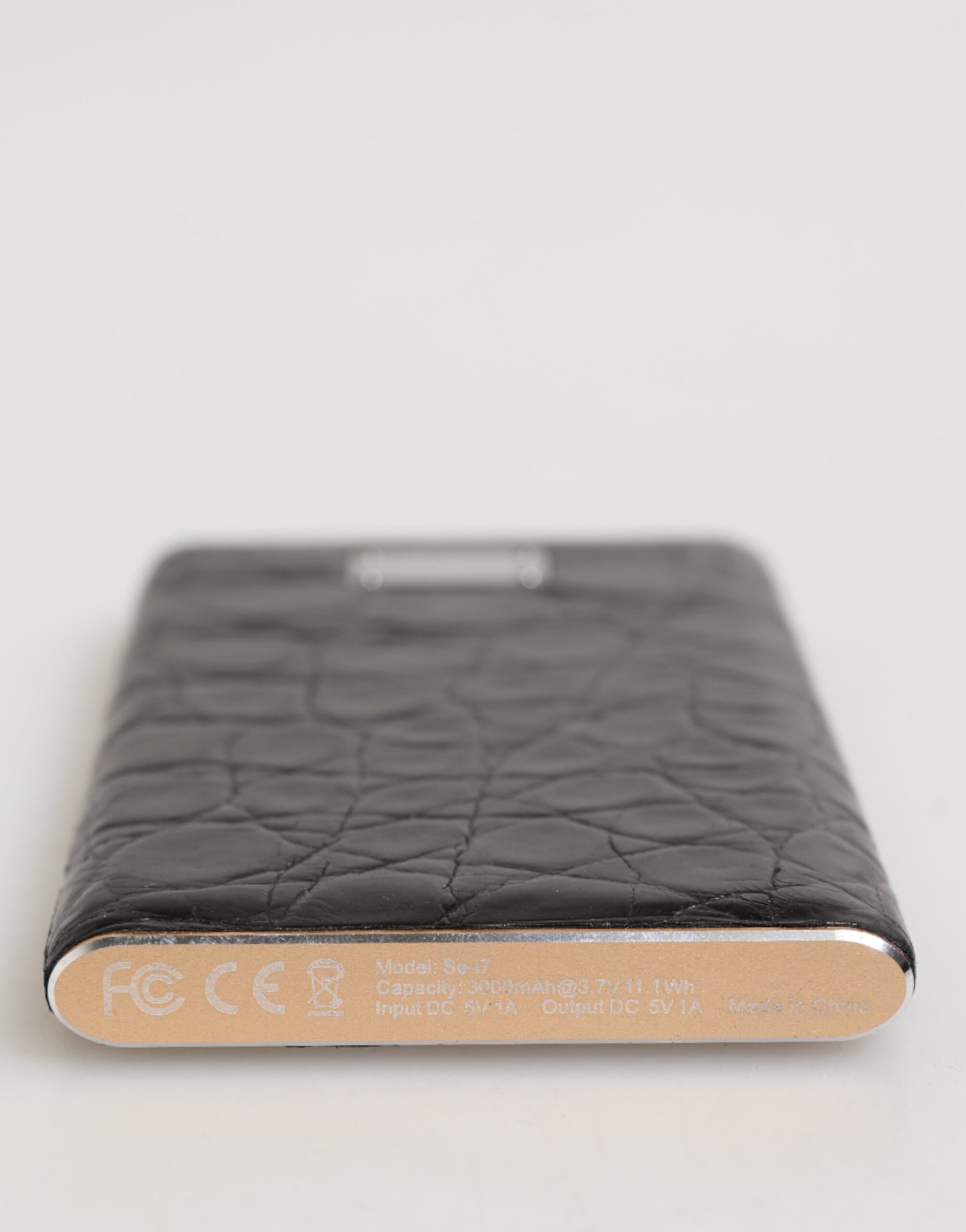 Dolce & Gabbana Black Exoctic Leather Embossed 3000mAh Power Bank Charger USB