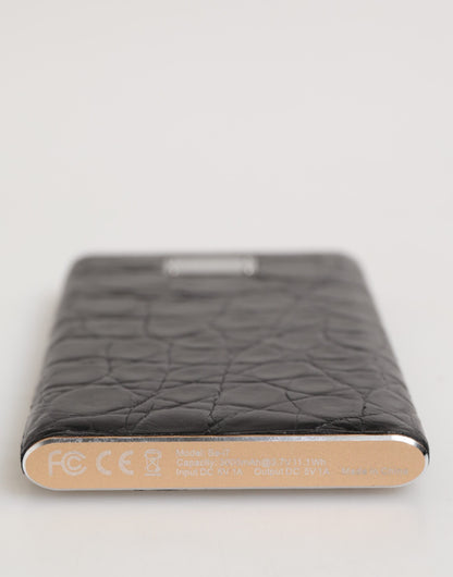 Dolce & Gabbana Black Exoctic Leather Embossed 3000mAh Power Bank Charger USB