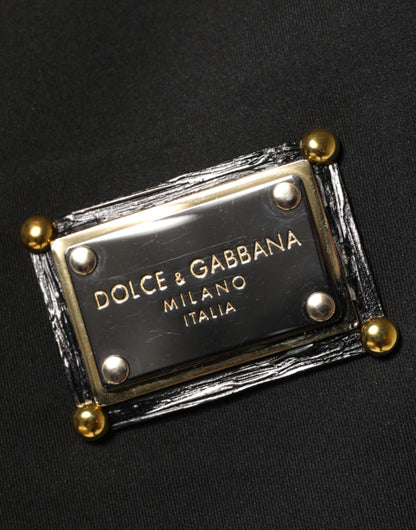 Dolce & Gabbana Black Polyester Logo Plaque Bomber Jacket