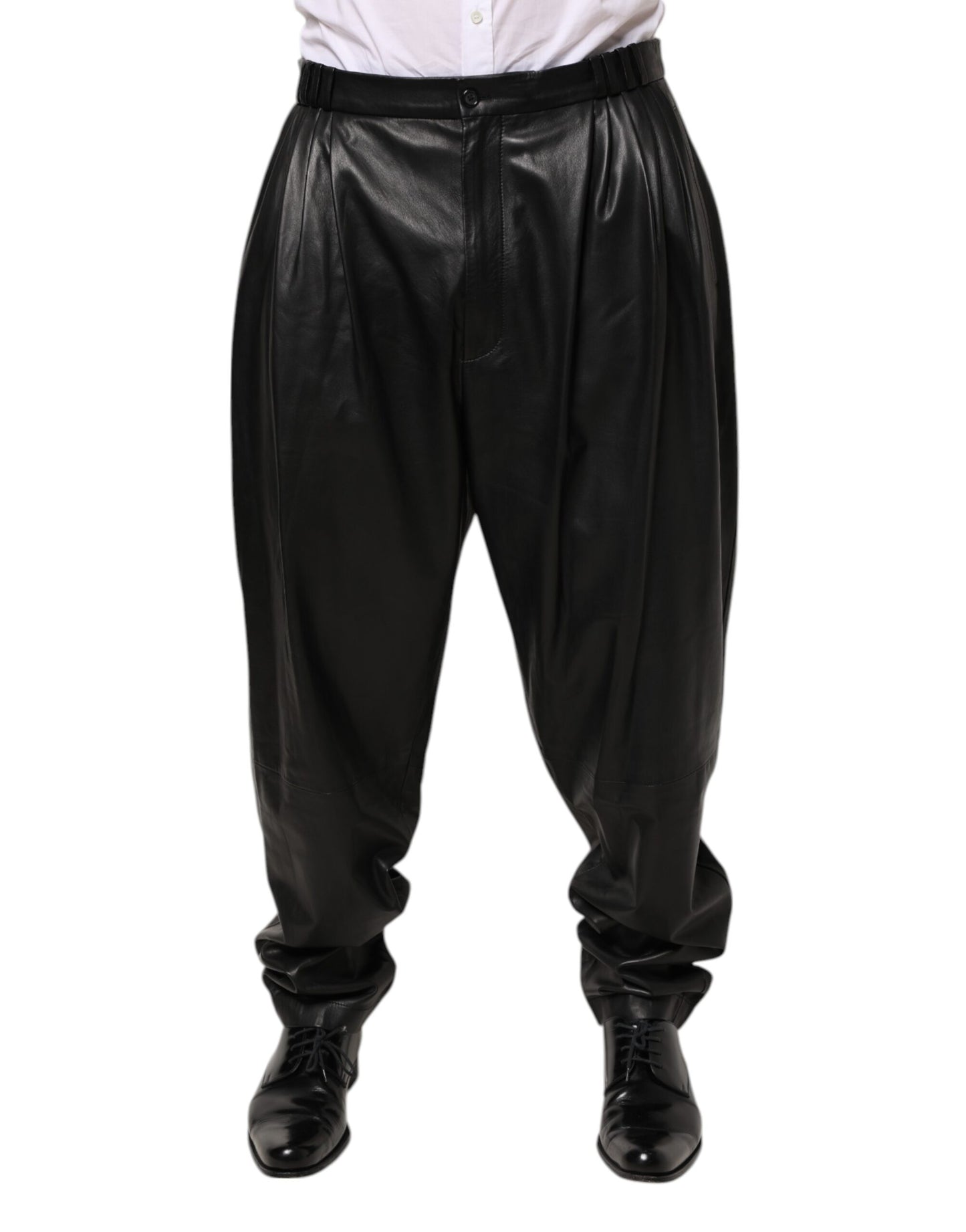 Dolce & Gabbana Black Lamb Leather Trousers Men Pants