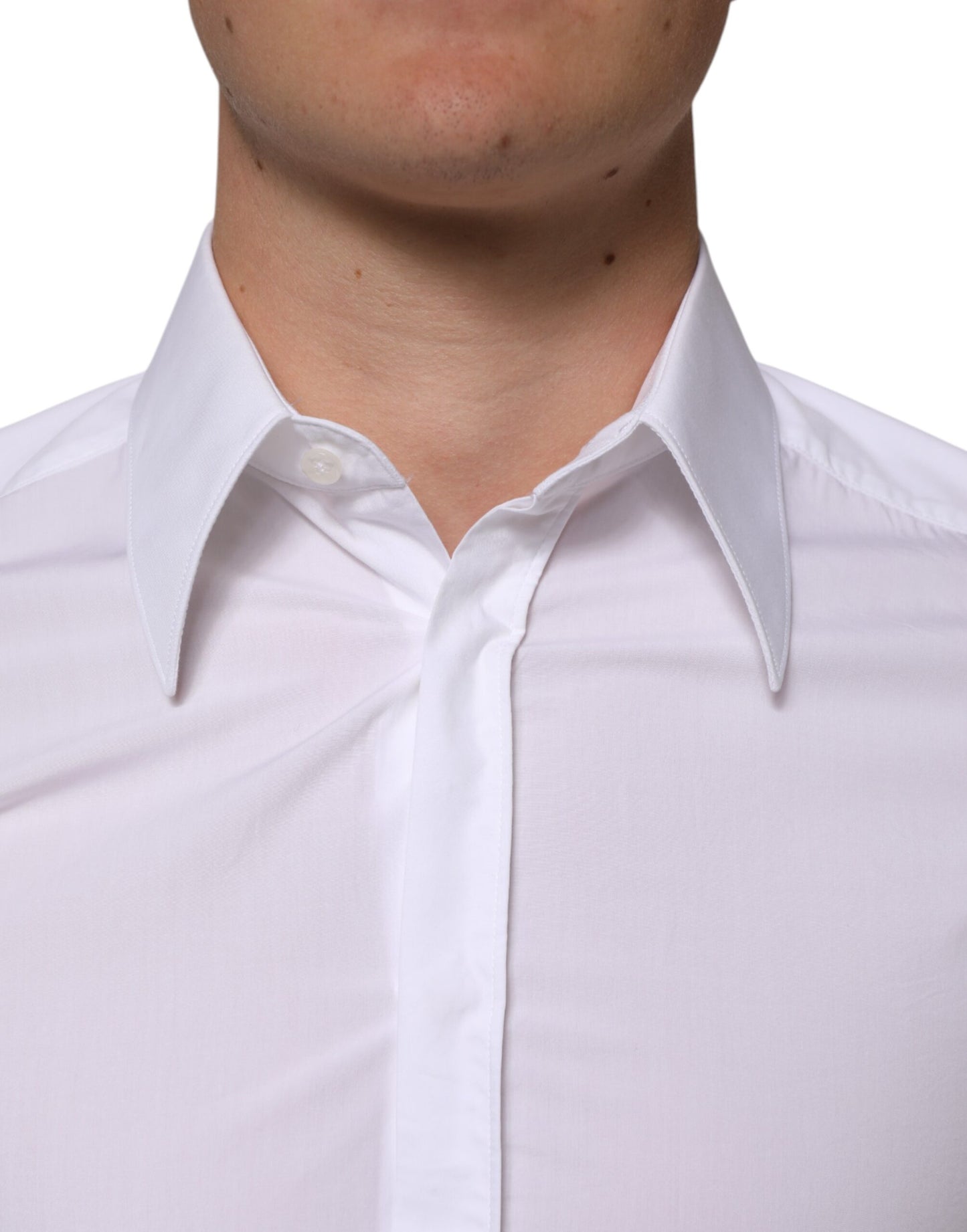 Dolce & Gabbana White Cotton MARTINI Long Sleeve Dress Shirt