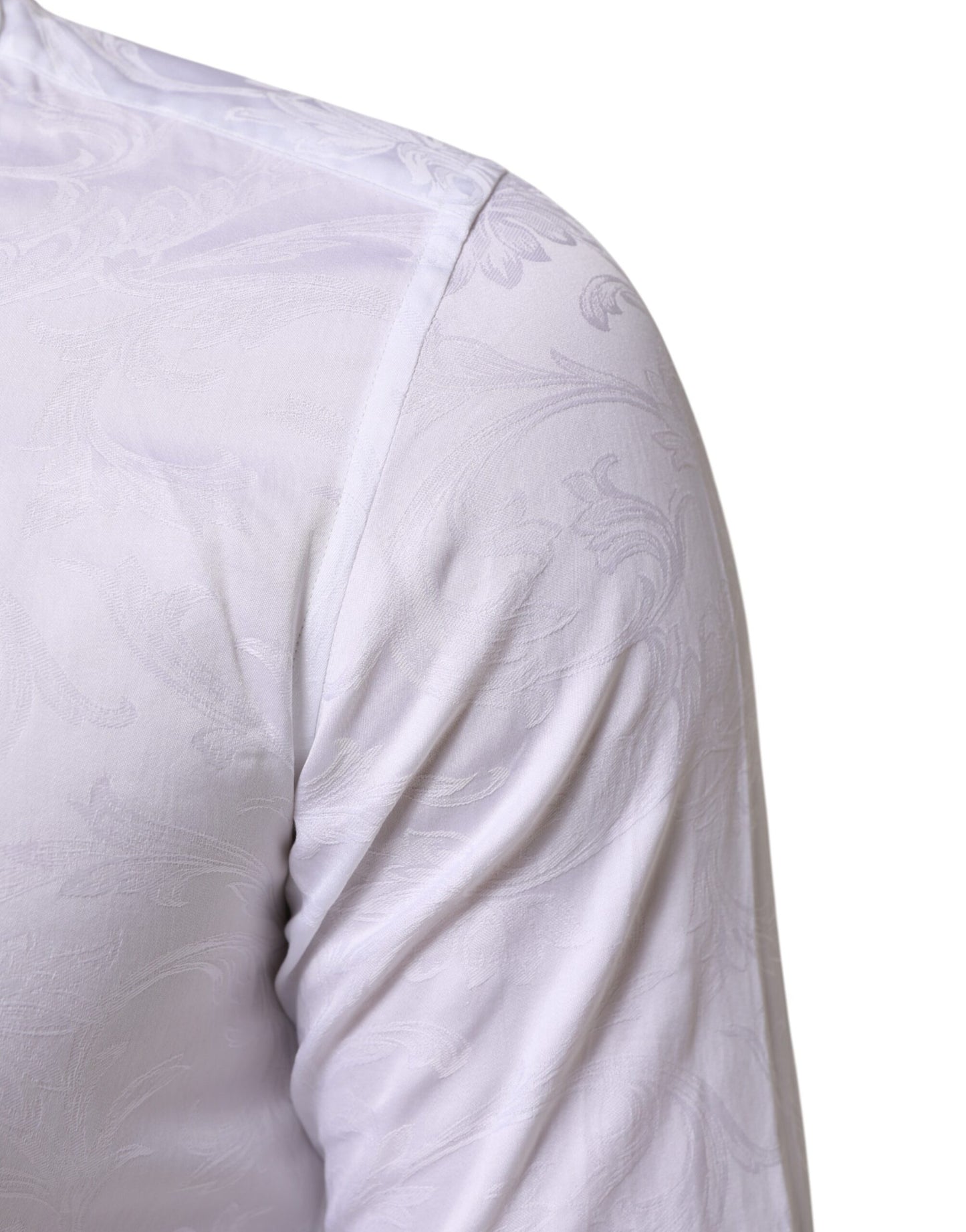 Dolce & Gabbana White Cotton MARTINI Paisley Jacquard Shirt