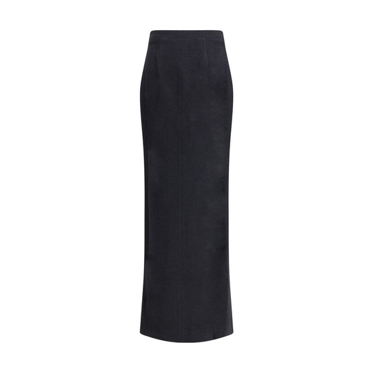 Alessandra Rich Black Wool Long Skirt