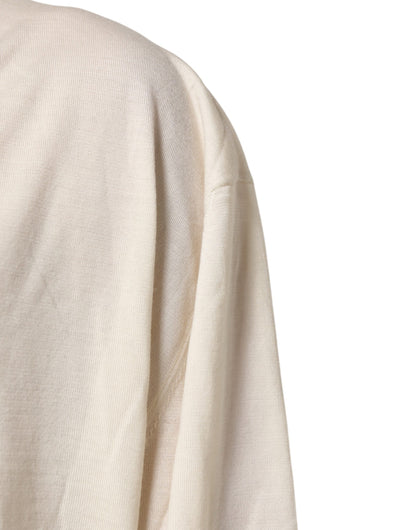 Dolce & Gabbana Ivory Virgin Wool Men V-Neck Knit Sweater