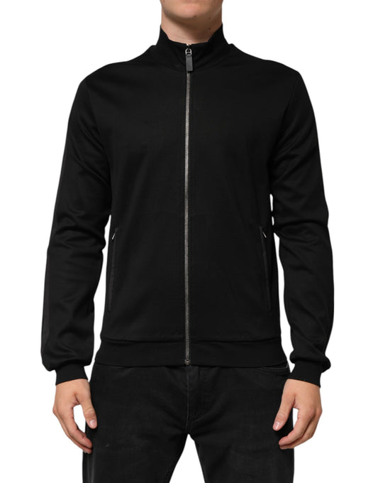 Dolce & Gabbana Black Cotton Logo Full Zip Men Bomber Jacket