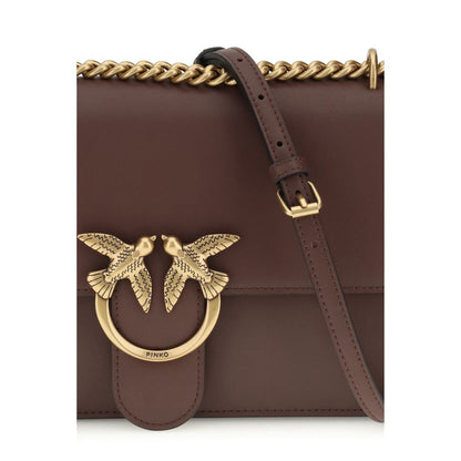 PINKO Brown Calf Leather Bos Taurus Shoulder Bag