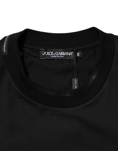 Dolce & Gabbana Black Cotton Embroidered DG Logo Pocket T-shirt