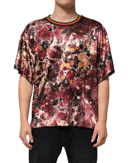 Dolce & Gabbana Multicolor Polyester Marble Print Oversize T-shirt