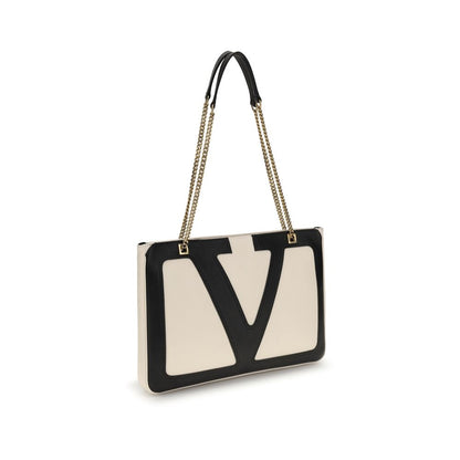 Valentino Garavani Cream Calf Leather Bos Taurus Shoulder Bag