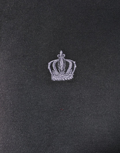 Dolce & Gabbana Gray Cotton Crown Collared Men Polo T-shirt