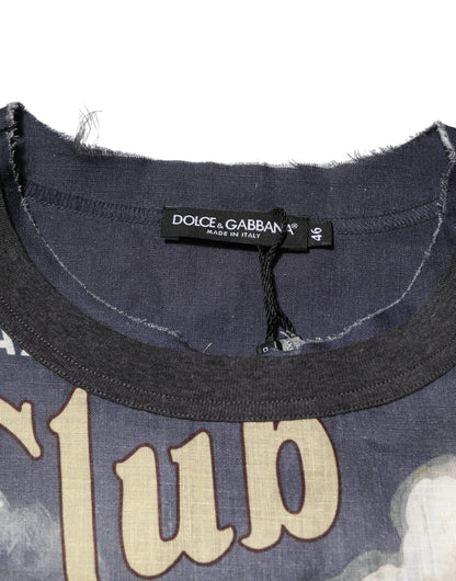 Dolce & Gabbana Palermo Jazz Club Linen Crew Neck Men T-shirt