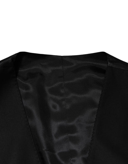 Dolce & Gabbana Black Wool Dress Formal Men Waistcoat Vest