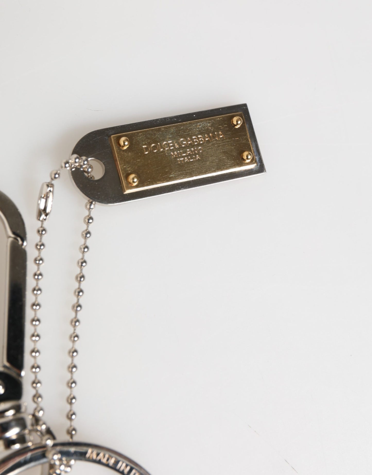 Dolce & Gabbana Silver DG Logo Key Holder Keychain Bag Charm Keyring