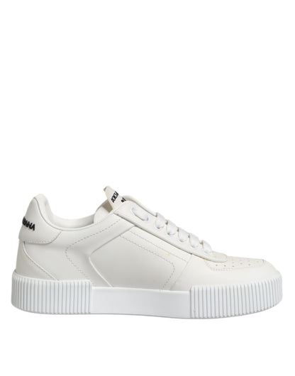 Dolce & Gabbana White Miami Leather Low Top Sneakers Shoes