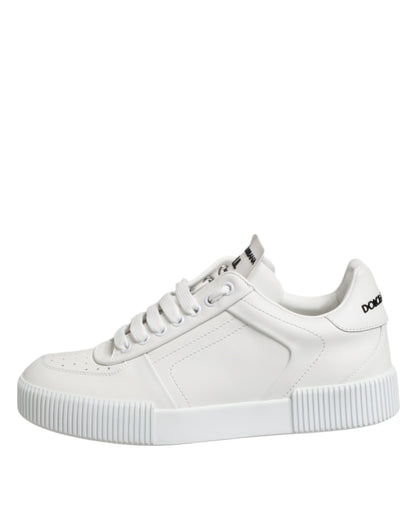 Dolce & Gabbana White Miami Leather Low Top Sneakers Shoes