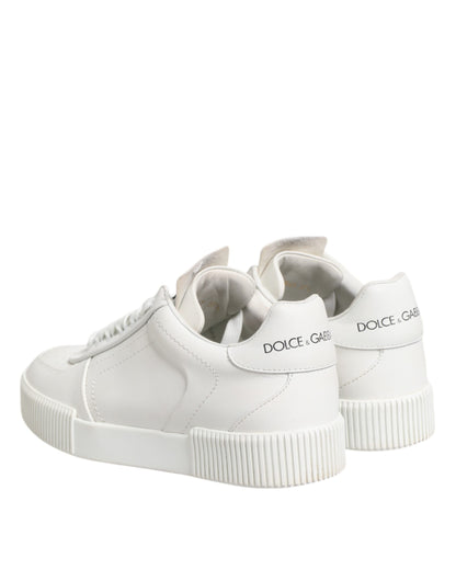 Dolce & Gabbana White Miami Leather Low Top Sneakers Shoes