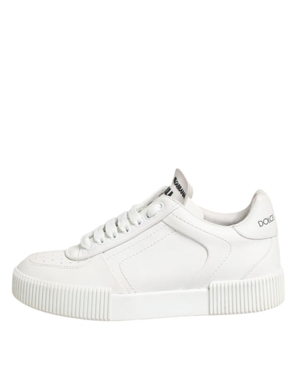 Dolce & Gabbana White Miami Leather Low Top Sneakers Shoes