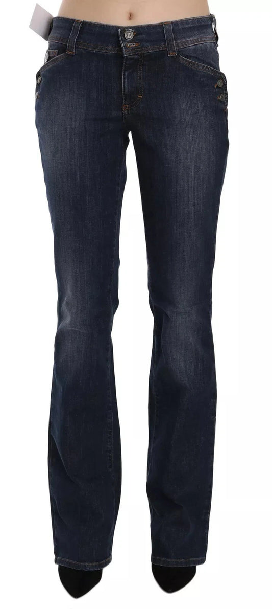 John Galliano Blue Washed Mid Waist Flared Denim Casual Pants Jeans