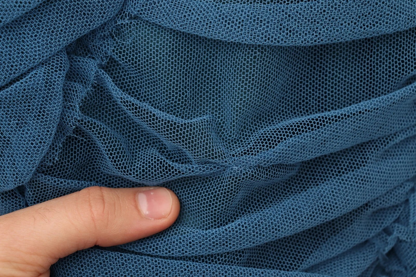 Dolce & Gabbana Blue Mesh Trim Ruched Tulle Sheath Dress