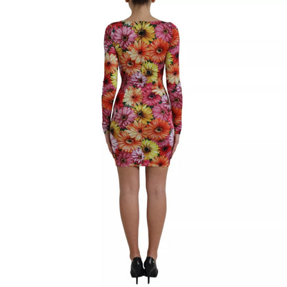 Dolce & Gabbana Multicolor Floral Print Sheath Mini Dress