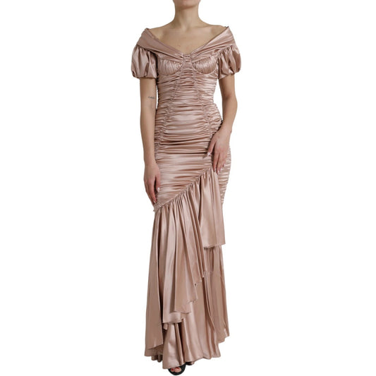 Dolce & Gabbana Pink Silk Stretch Sheath Mermaid Gown Dress