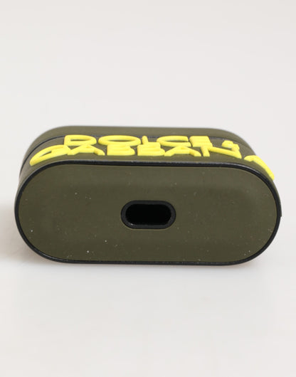 Dolce & Gabbana Army Green Rubber Logo Embossed Accessory  Airpods Case