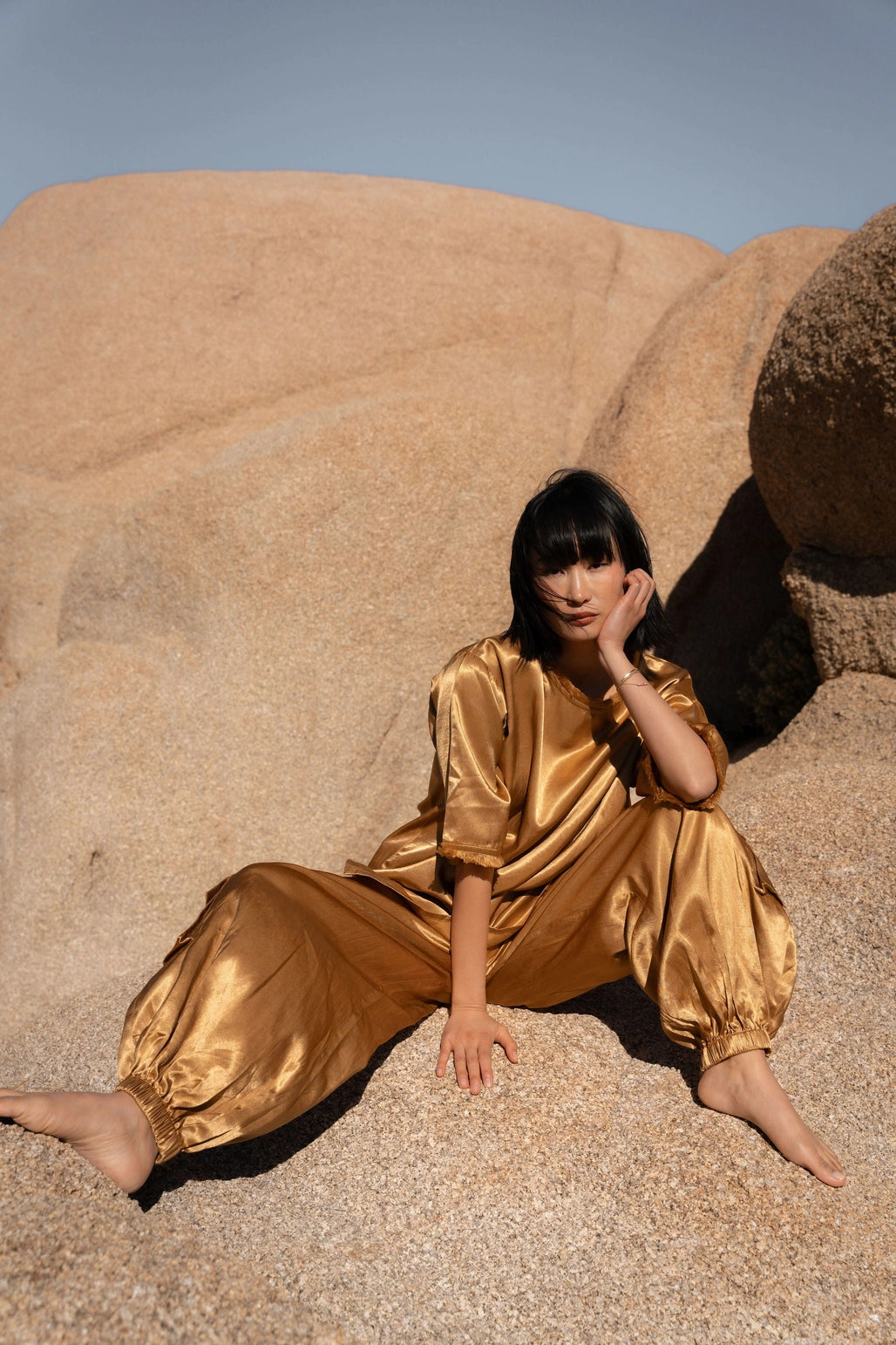 Silk cargo trousers.