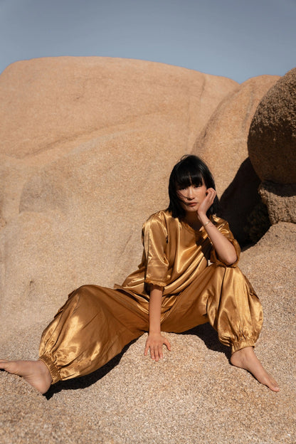 Silk cargo trousers.