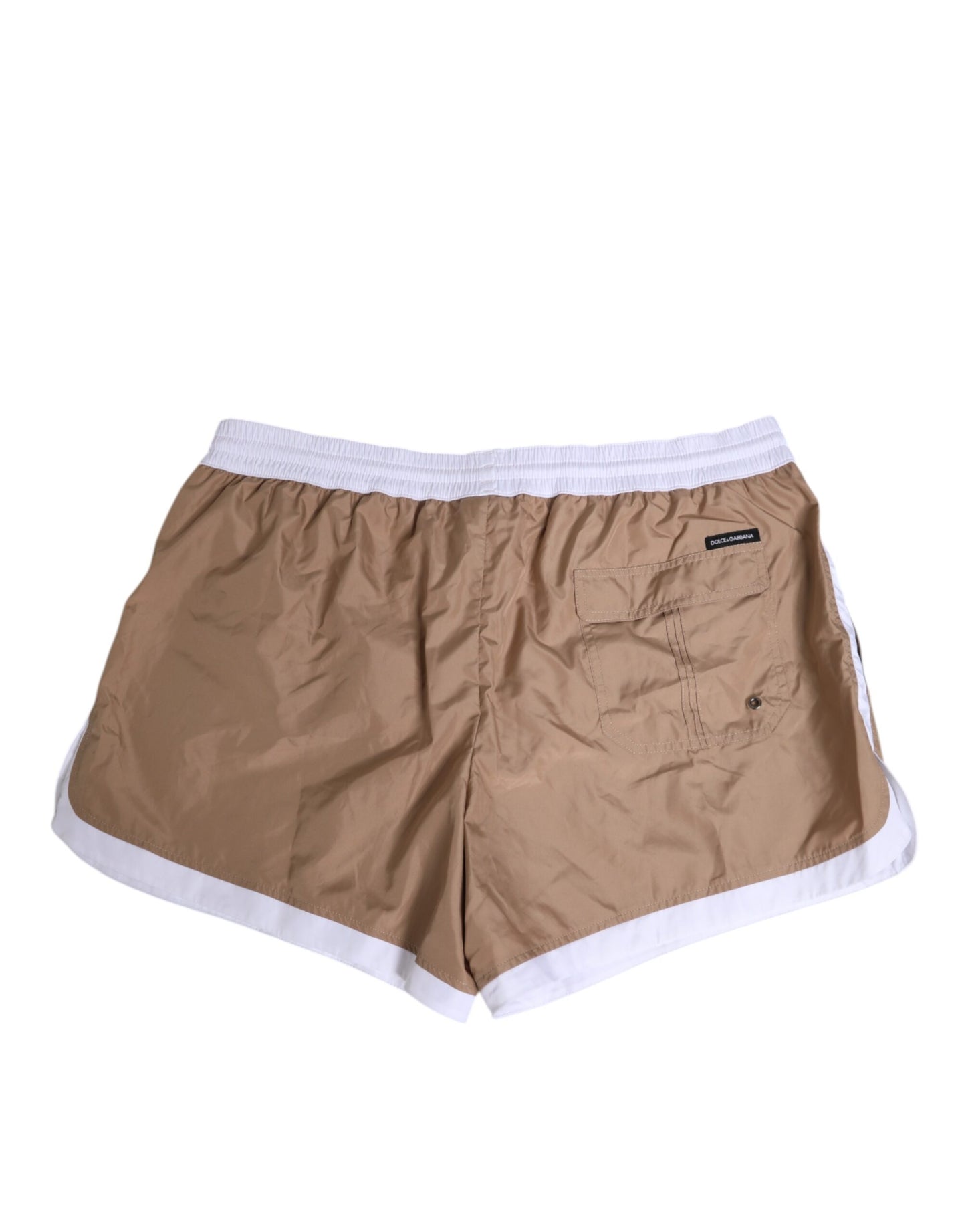 Dolce & Gabbana Brown White Polyester Re-Edition Shorts Swimwear