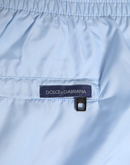 Dolce & Gabbana Light Blue Nylon DG Logo Tape Men Shorts Swimwear