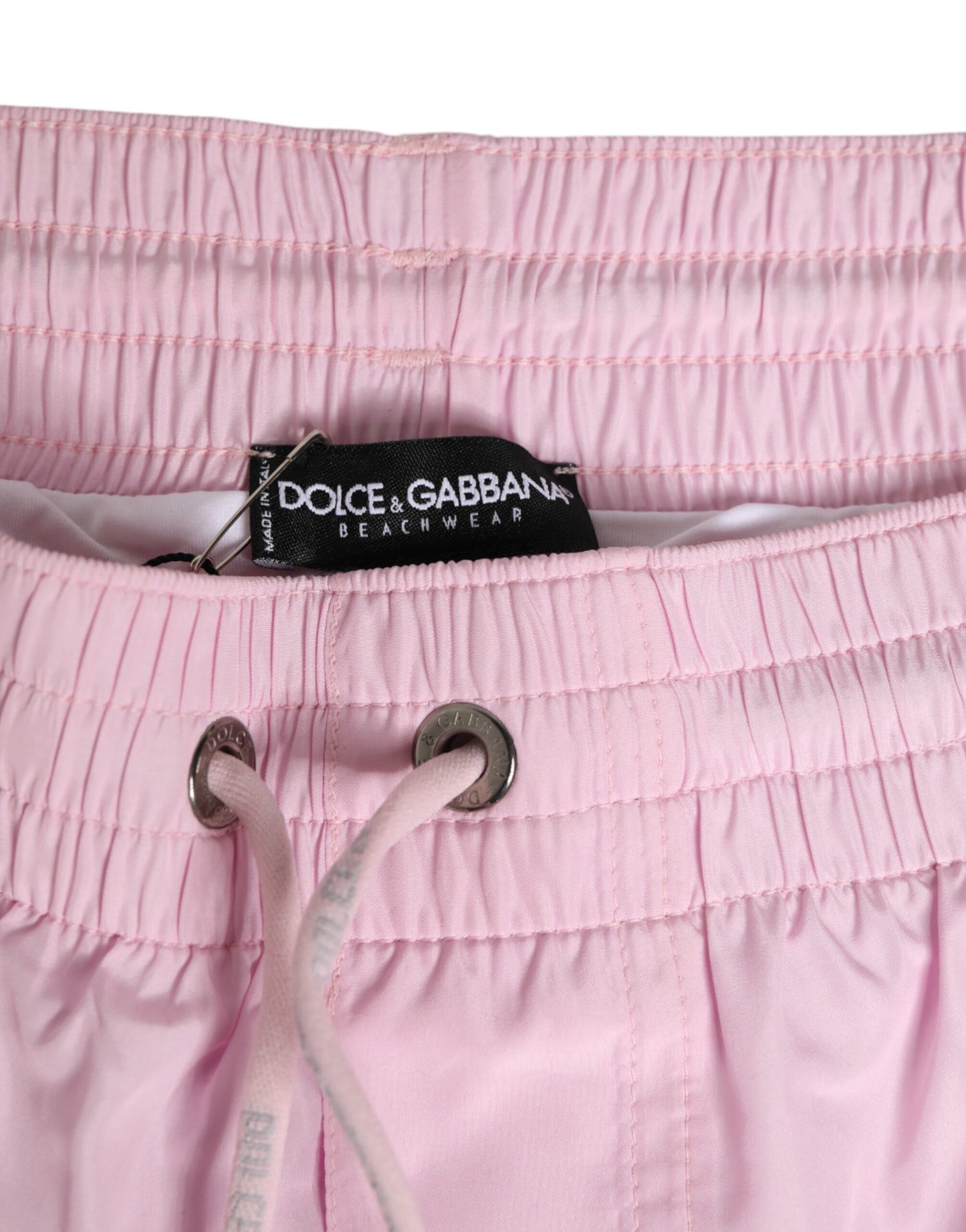 Dolce & Gabbana Pink Nylon Logo Side Stripe Beachwear Men Swimwear