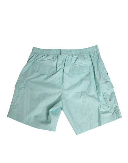 Dolce & Gabbana Aqua Blue Polyester Beachwear Men Shorts Swimwear
