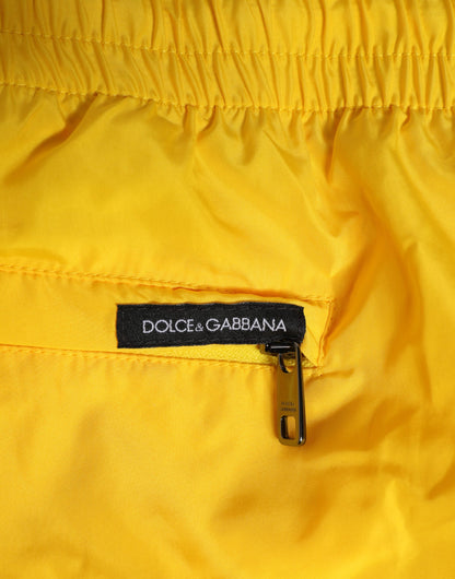 Dolce & Gabbana Yellow Drawstring Beachwear Men Shorts Swimwear