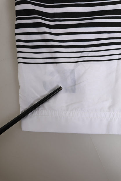 Dolce & Gabbana Black White Striped DG Logo Men Short  Swimwear