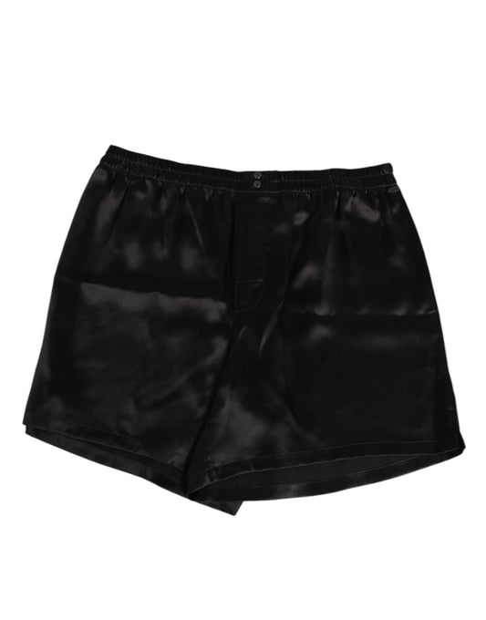 Dolce & Gabbana Black Silk Satin Elastic Men Boxer Short Swimwear