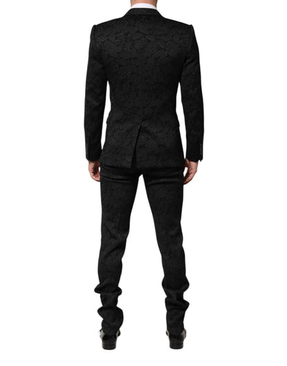 Dolce & Gabbana Black 3 Piece Brocade Jacquard Suit MARTINI