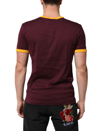 Dolce & Gabbana Burgundy Cotton DG Super King Logo T-Shirt