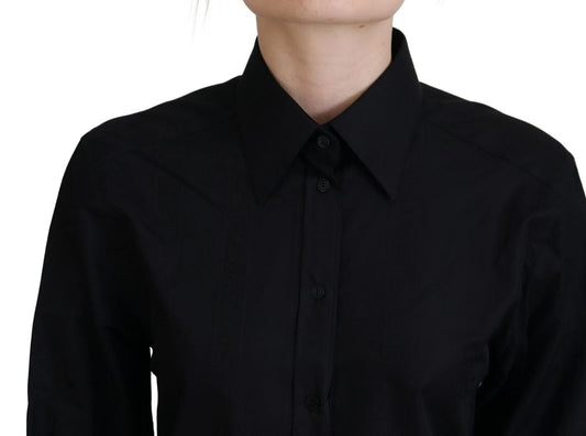 Dolce & Gabbana Black Cotton Collared Long Sleeves Shirt