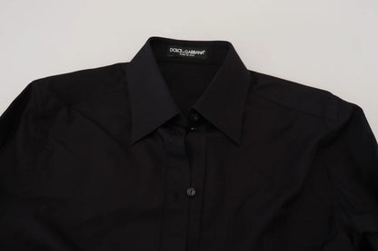 Dolce & Gabbana Black Cotton Collared Long Sleeves Shirt