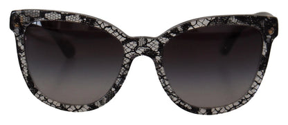 Dolce & Gabbana DG4190 Black Lace Acetate Crystal Round Sunglasses