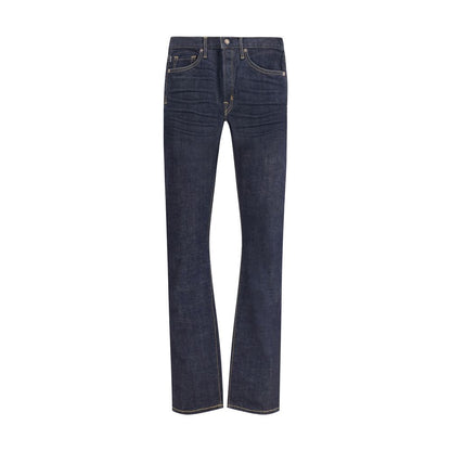 Tom Ford Blue Cotton Straight-Leg Jeans