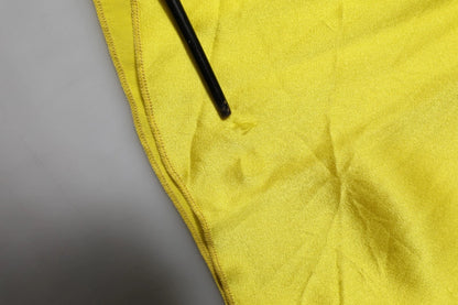 Tonello Yellow Silk Satin Slip Maxi Spaghetti Strap Maxi Dress