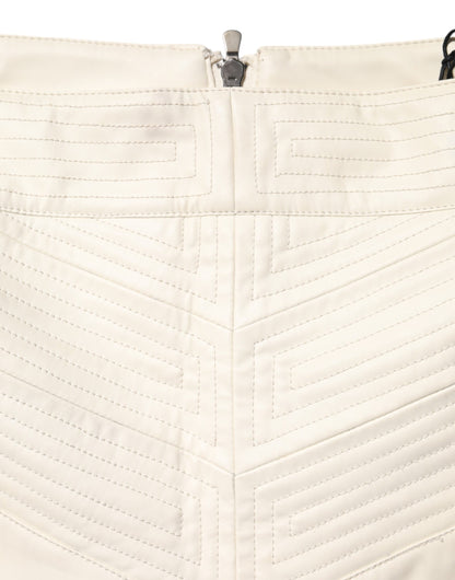 Guess Beige Faux Leather Quilted Mini High Waist Women  Skirt