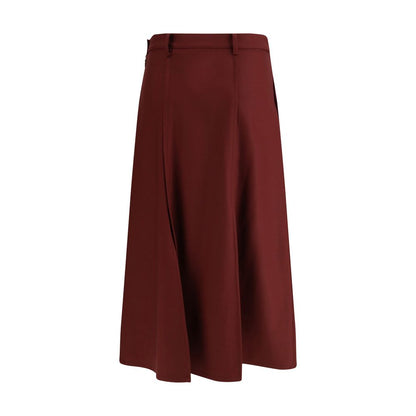 Crida Milano Bordeaux Wool Midi Skirt